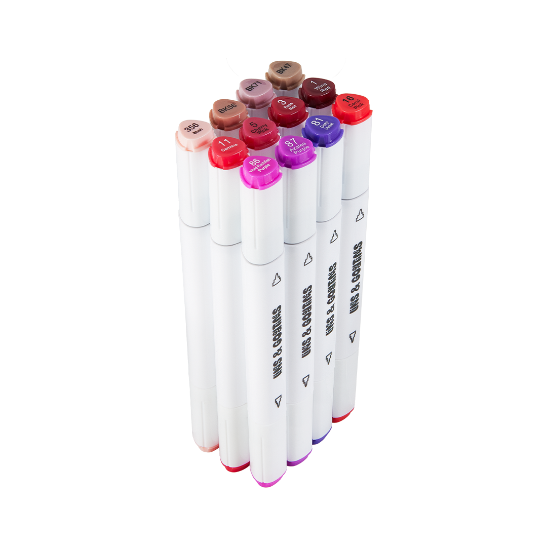 Alkohol-Marker PRO - 12 Farben Erweiterung Berry (Rot/Lila)