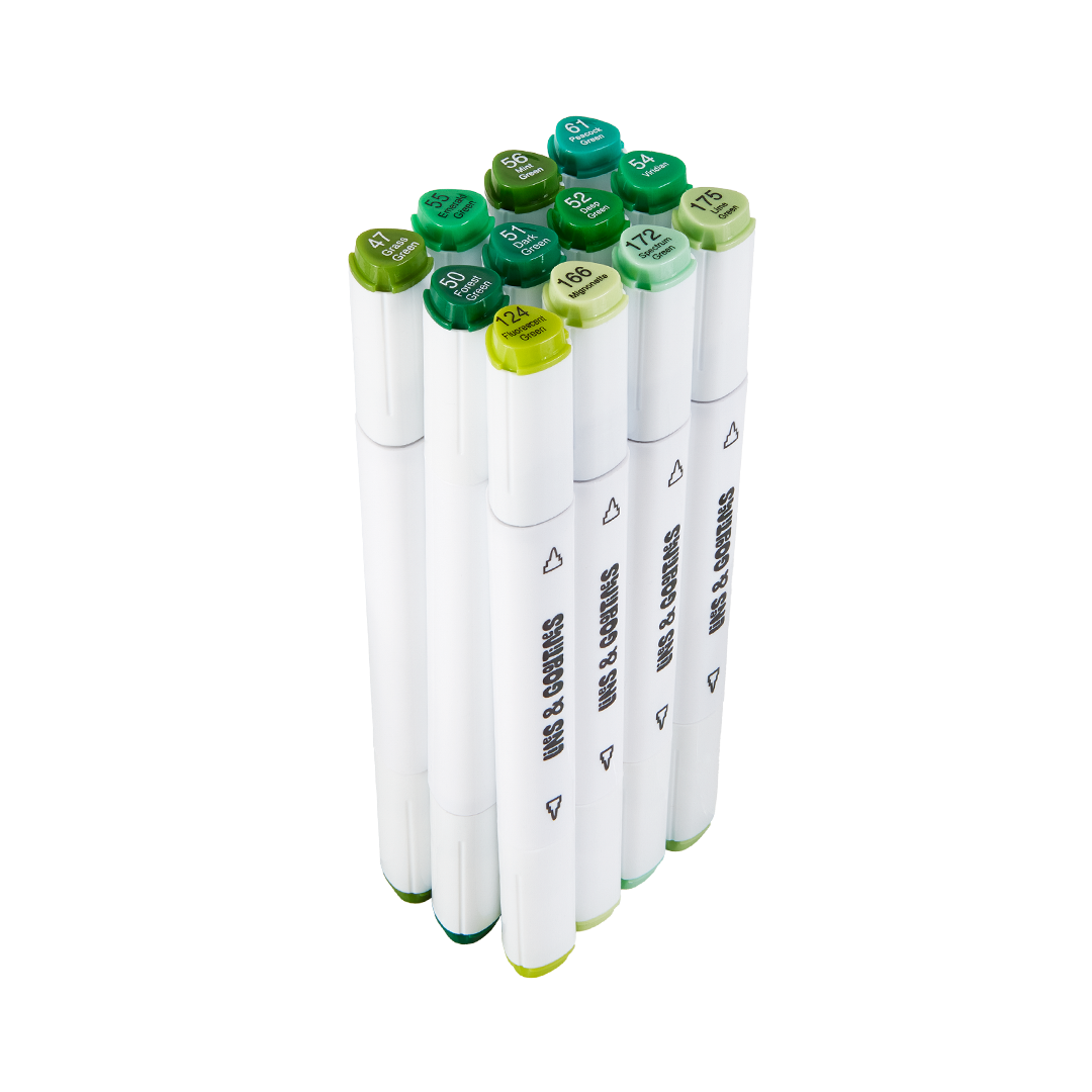 Alkohol-Marker PRO - 12 Farben Erweiterung Grün
